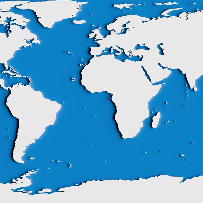 World map. 3D Render.